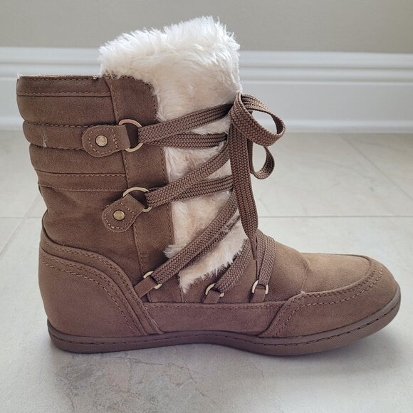 G by GUESS Women's Brown Sueded Lace-Up Boots Size 7.5 - Picture 13 of 14